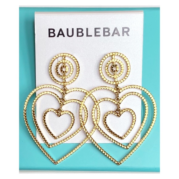 BAUBLEBAR Gold Tone ❤️ Burst Etched Drop Earrings - Picture 2 of 5